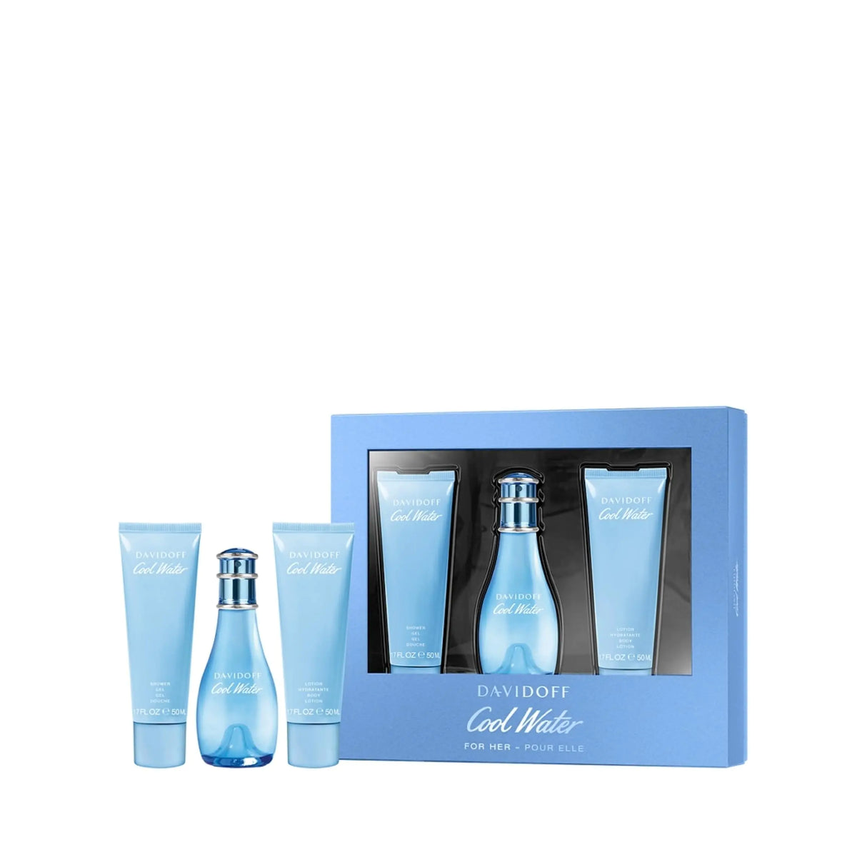 Davidoff Womens 3-Pc. Cool Water Woman Eau de Toilette Gift Set Festive Gift Set