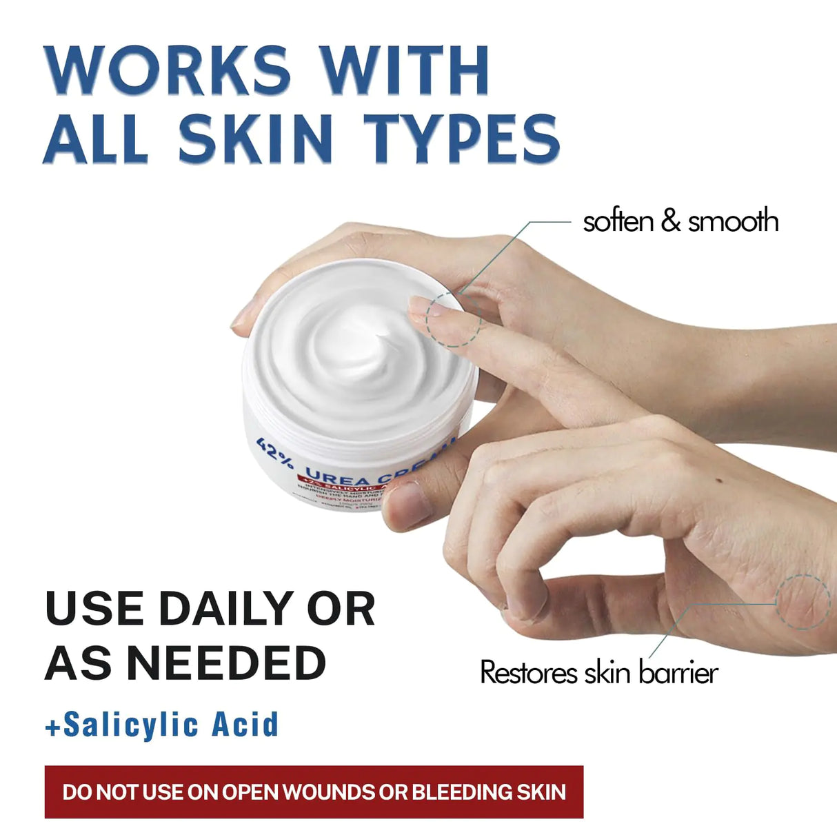 Urea Cream 42% plus Salicylic Acid 2% Net 5.29 Oz for Dry Cracked Feet, Heels, Knees, Elbows, Hands Repair Treatment. Moisturizes and Removes Corns, Calluses, Dead Skin, and Softens Toenails 5.29 Ounce(Pack of 2)