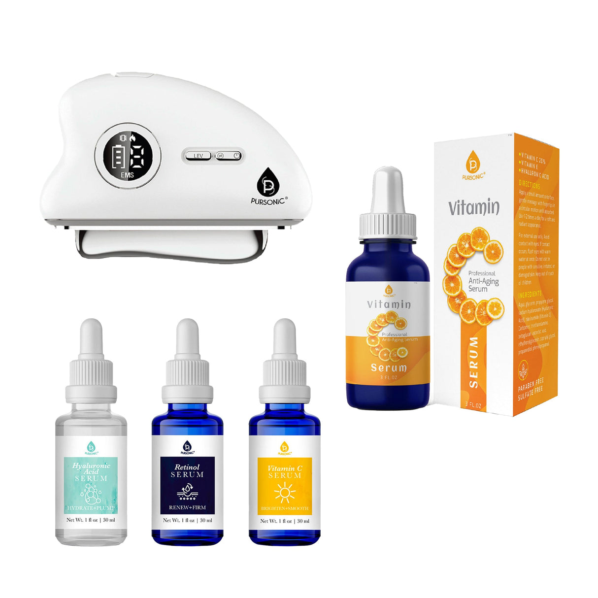 PURSONIC 3-in-1 Advanced Skincare LED Light Bundle by Pursonic