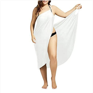 Solid Color Cross-Strap Beach Dress