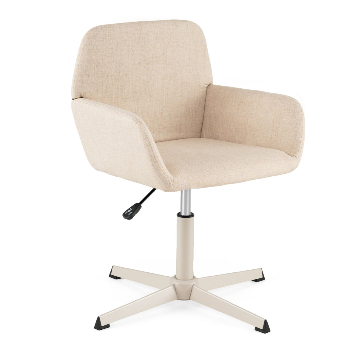 Vanity Chair with Back 360Â° Swivel Armchair w/ Adjustable Height for Home Office-Beige