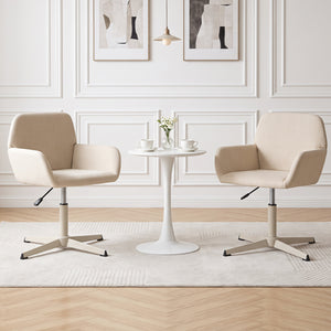 Vanity Chair with Back 360Â° Swivel Armchair w/ Adjustable Height for Home Office-Beige