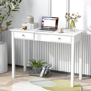 Vanity Desk Makeup Dressing Table with Flip Top Mirror and Drawers-White