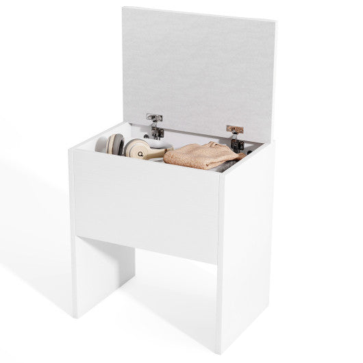 Vanity Stool Flip Top Storage Stool with Soft Padded Seat-White