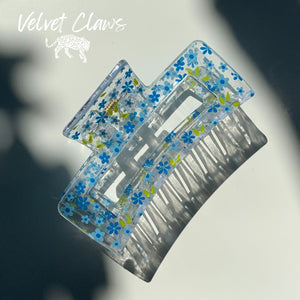 Velvet Claws Hair Clip | The Crystal in Blue Flowers Hair Claw