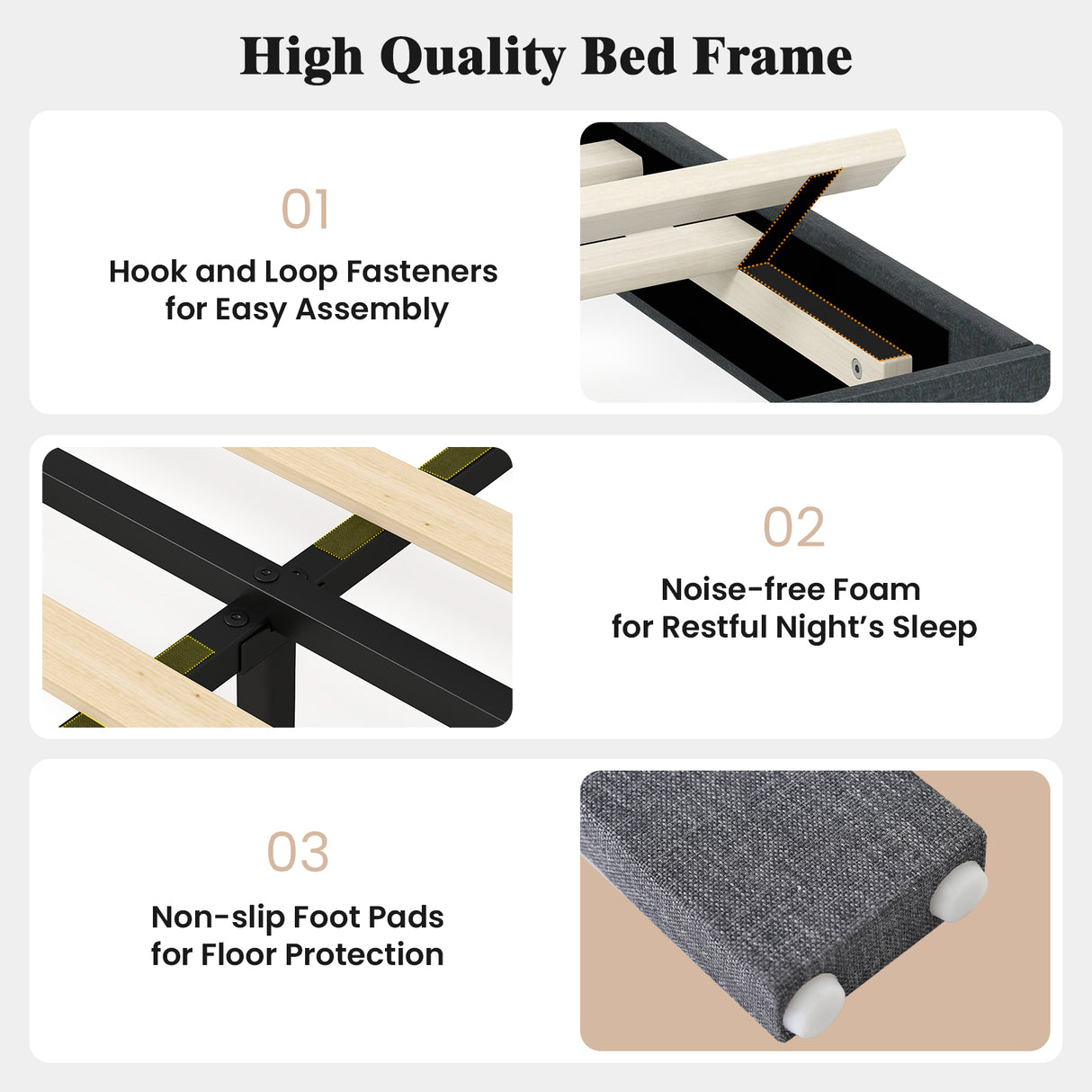Velvet Upholstered Platform Bed with Height Adjustable Vertical Channel Headboard-Queen Size