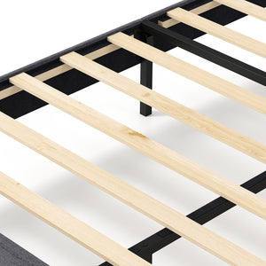 Velvet Upholstered Platform Bed with Height Adjustable Vertical Channel Headboard-Full Size