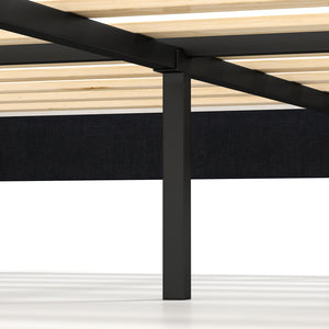 Velvet Upholstered Platform Bed with Height Adjustable Vertical Channel Headboard-Full Size