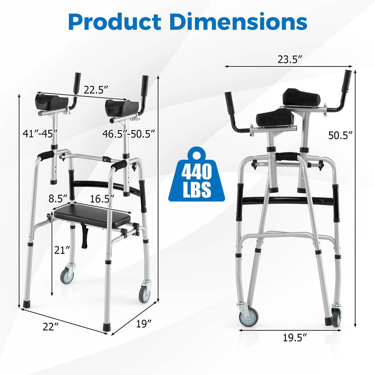 Versatile Rolling Walker for Rehabilitation Training-Silver