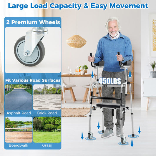 Versatile Rolling Walker for Rehabilitation Training-Silver