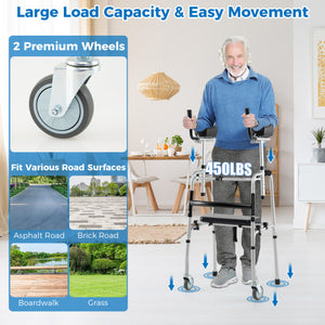 Versatile Rolling Walker for Rehabilitation Training-Silver