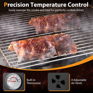 Vertical 2-Tier Outdoor Barbeque Grill with Temperature Gauge