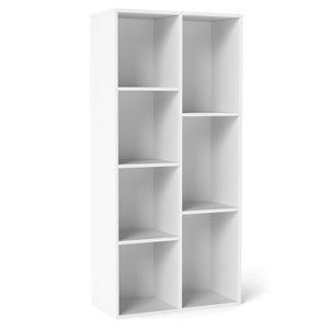 Vertical or Horizontal Freestanding Bookshelf with 7 Compartments-White