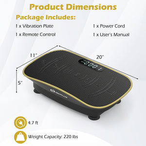 Vibration Plate Exercise Machine for Lymphatic Drainage and Weight Loss with 10 Speed Intensities-Black