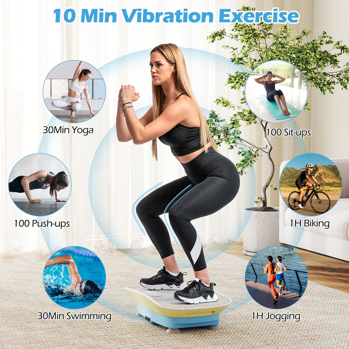 Vibration Plate Exercise Machine for Lymphatic Drainage and Weight Loss with 10 Speed Intensities-Green