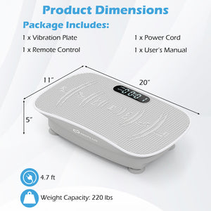 Vibration Plate Exercise Machine for Lymphatic Drainage and Weight Loss with 10 Speed Intensities-Gray