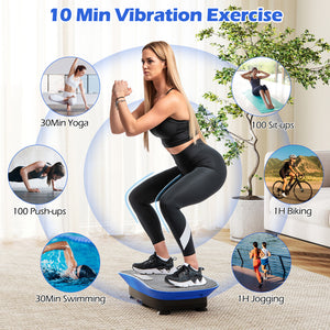 Vibration Plate Exercise Machine for Lymphatic Drainage and Weight Loss with 10 Speed Intensities-Navy