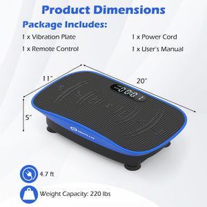 Vibration Plate Exercise Machine for Lymphatic Drainage and Weight Loss with 10 Speed Intensities-Navy