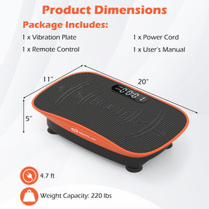 Vibration Plate Exercise Machine for Lymphatic Drainage and Weight Loss with 10 Speed Intensities-Orange