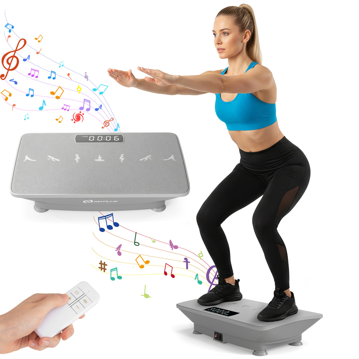 Vibration Plate Exercise Machine with Gravity Sensor for Home-Gray