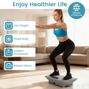 Vibration Plate Exercise Machine with Gravity Sensor for Home-Gray