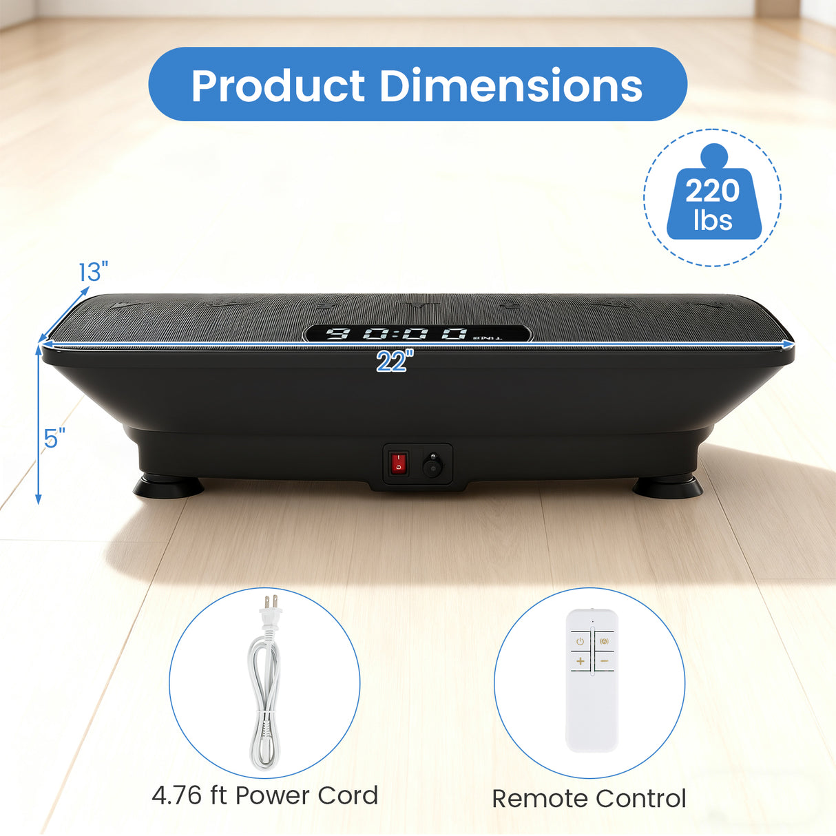 Vibration Plate Exercise Machine with Gravity Sensor for Home-Black