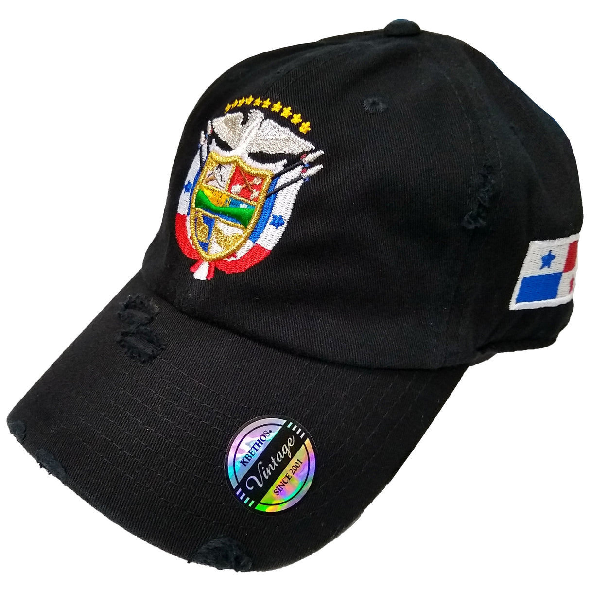 Vintage Panama Hats with Embroidered Panama Shield and Flag