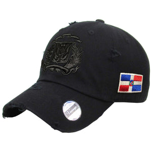Dominican Republic Embroidered Vintage Dad Hat – Distressed Adjustable Cotton Baseball Cap with Dominican Shield Flag