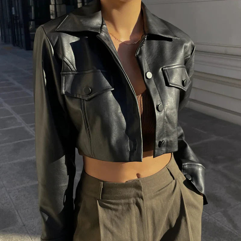 Leather Cropped Jacket