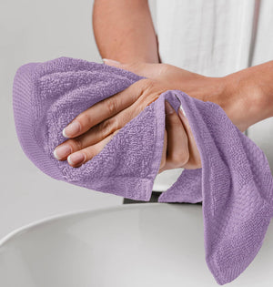 Luxury Washcloths for Bathroom Hotel Spa Bulk Set of 12 Lavender 13x13 Inch