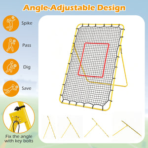 Volleyball Rebounder Net with 4 Adjustable Angles for Bumping and Spiking