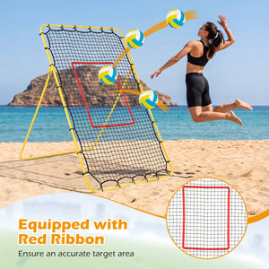 Volleyball Rebounder Net with 4 Adjustable Angles for Bumping and Spiking
