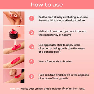 KoluaWax Premium Waxing Kit for Women - Hot Melt Wax Warmer for Hair Removal, Eyebrow, Bikini, Legs, Face, Brazilian Wax & More - Machine + 4-Pack Hard Wax Beads + Accessories, Blush