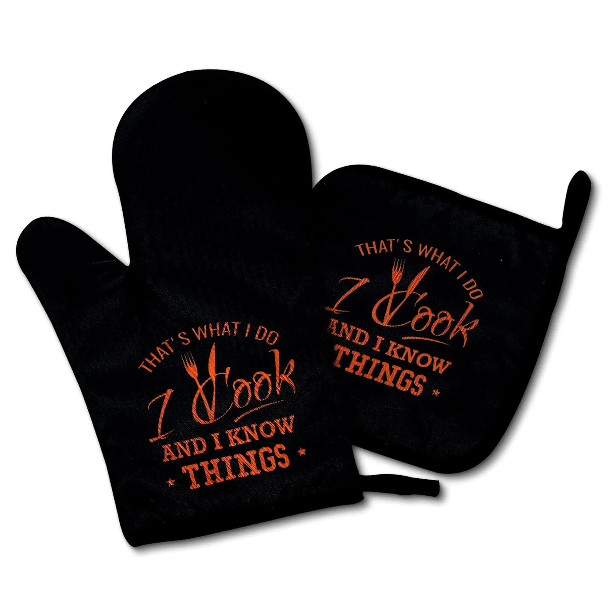 This is What I do I Cook I Know Things Fun Oven Mitts and Pot Holders Set Silicone Non-Slip Insulation Great Helper for Cooking Baking and Grilling Gift for Mom