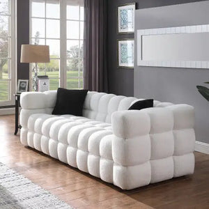 84.3 Length ,35.83 Deepth ,human Body Structure For USA People, Marshmallow Sofa,boucle Sofa ,White Color,3 Seater