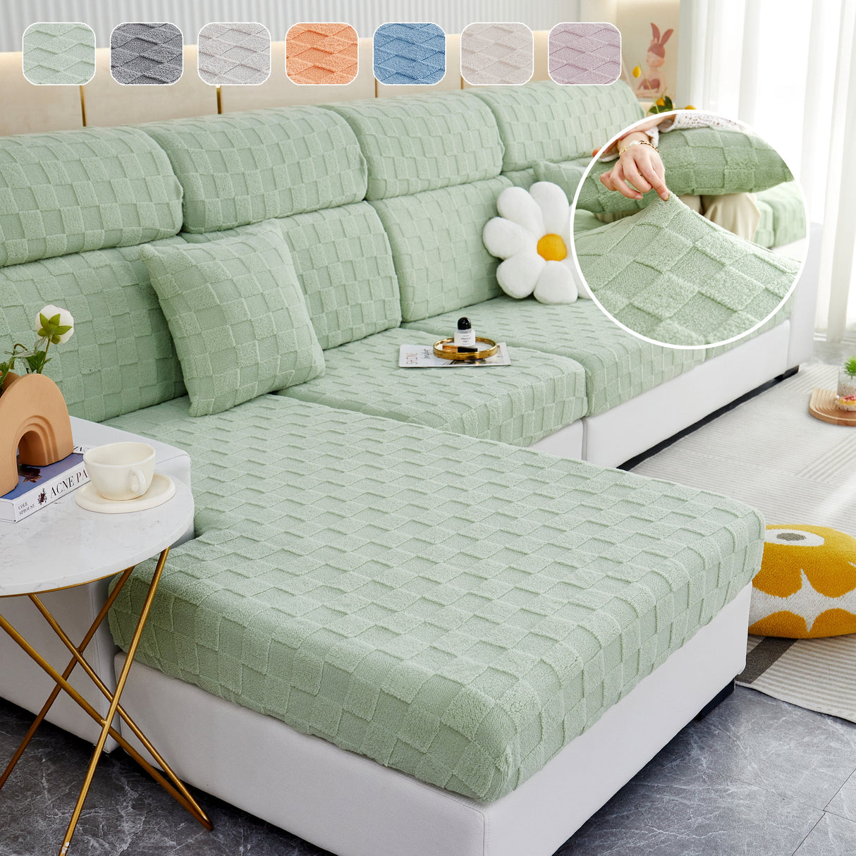 Stretchable Cotton Velvet Sofa Cover Furniture Covers for Pets Slipcovers and Couch Cushion Covers