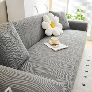 Textured Wave Stretch Sofa Couch Cover, Soft Washable Spandex Furniture Slipcovers