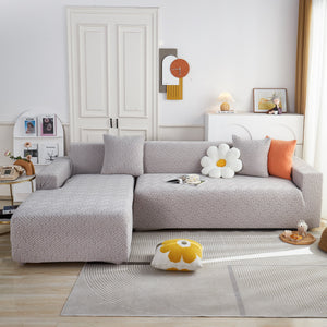 L Shape Sectional Sofa Cover Soft Stretch Furniture Protector Couch Slipcover with 1pcs Free Pillowcases