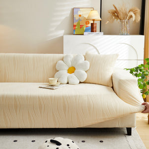 Textured Wave Stretch Sofa Couch Cover, Soft Washable Spandex Furniture Slipcovers