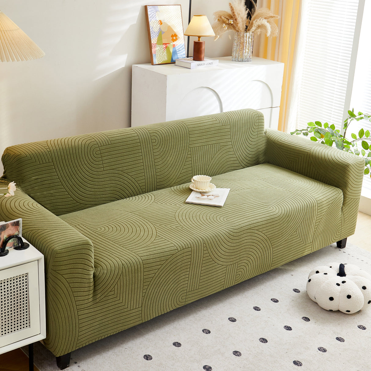 Fleece Stretch Sofa Slipcover Washable Soft Spandex Couch Cover Furniture Protector