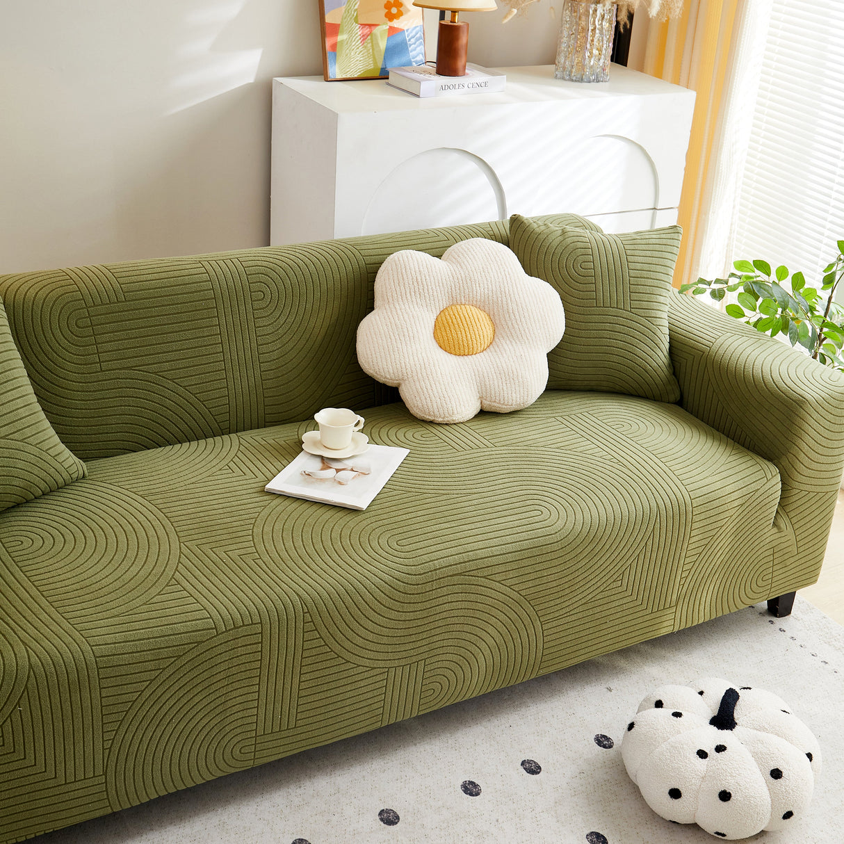 Fleece Stretch Sofa Slipcover Washable Soft Spandex Couch Cover Furniture Protector