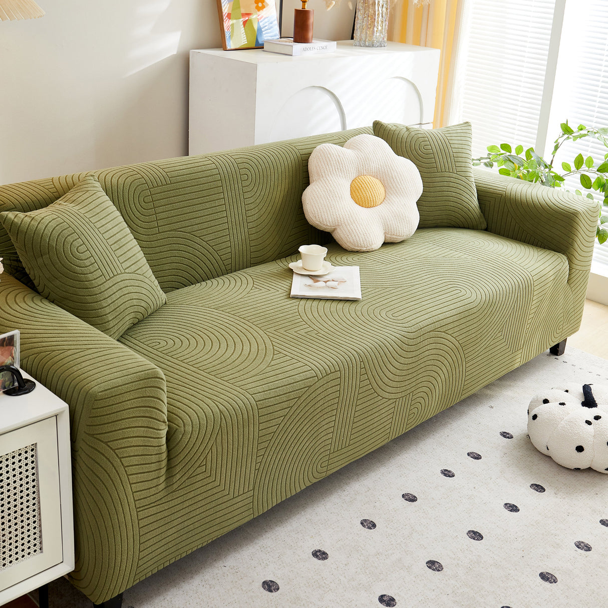 Fleece Stretch Sofa Slipcover Washable Soft Spandex Couch Cover Furniture Protector