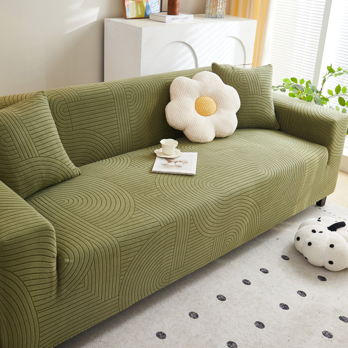 Fleece Stretch Sofa Slipcover Washable Soft Spandex Couch Cover Furniture Protector