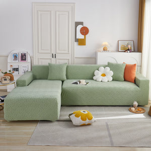 L Shape Sectional Sofa Cover Soft Stretch Furniture Protector Couch Slipcover with 1pcs Free Pillowcases