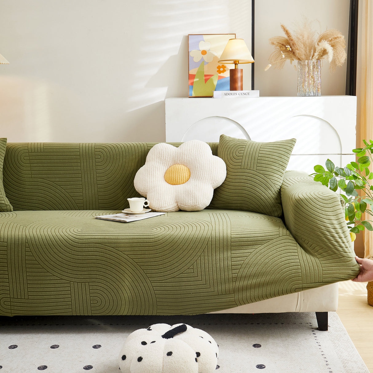 Fleece Stretch Sofa Slipcover Washable Soft Spandex Couch Cover Furniture Protector