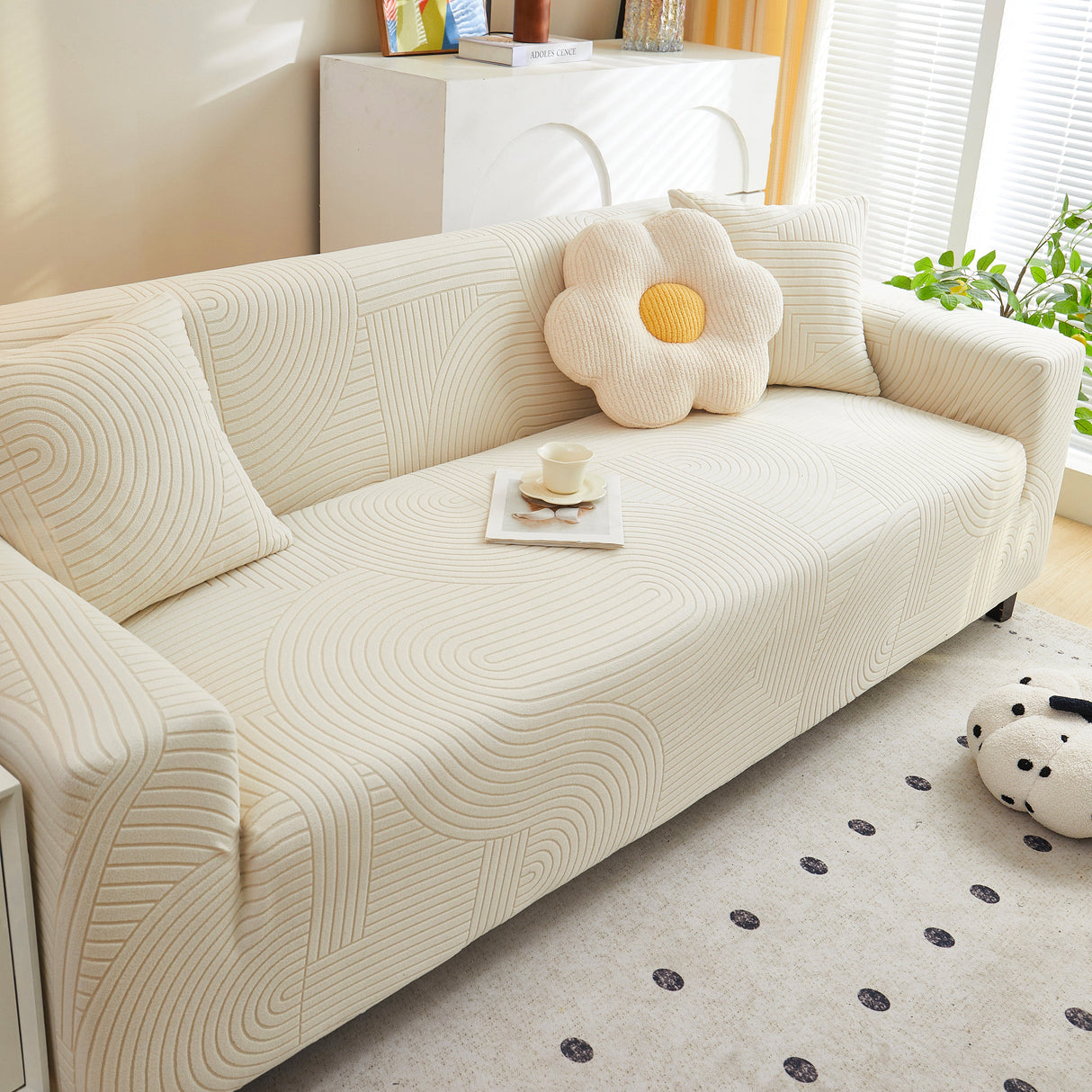 Fleece Stretch Sofa Slipcover Washable Soft Spandex Couch Cover Furniture Protector