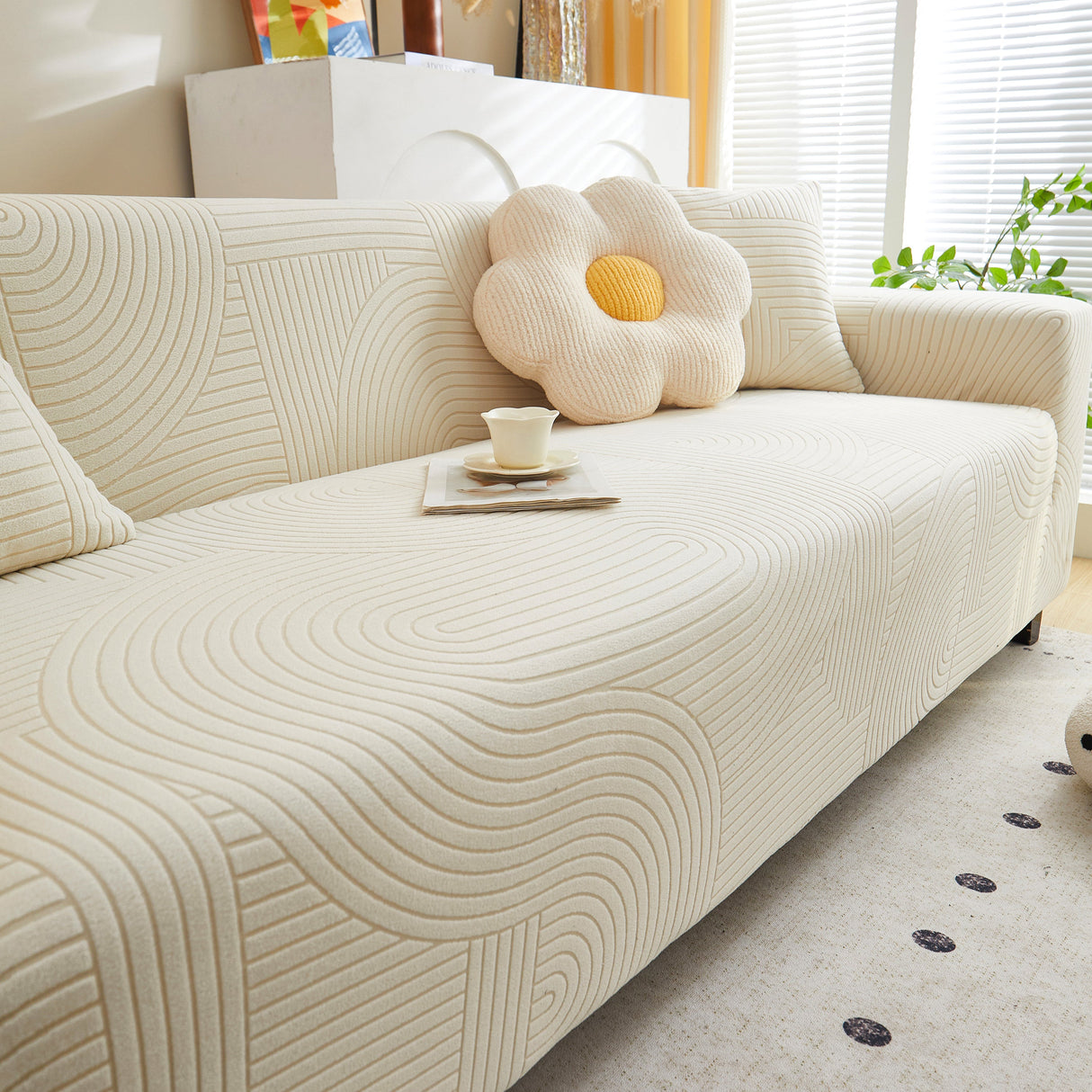 Fleece Stretch Sofa Slipcover Washable Soft Spandex Couch Cover Furniture Protector