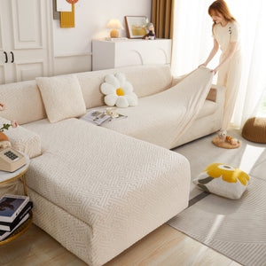L Shape Sectional Sofa Cover Soft Stretch Furniture Protector Couch Slipcover with 1pcs Free Pillowcases