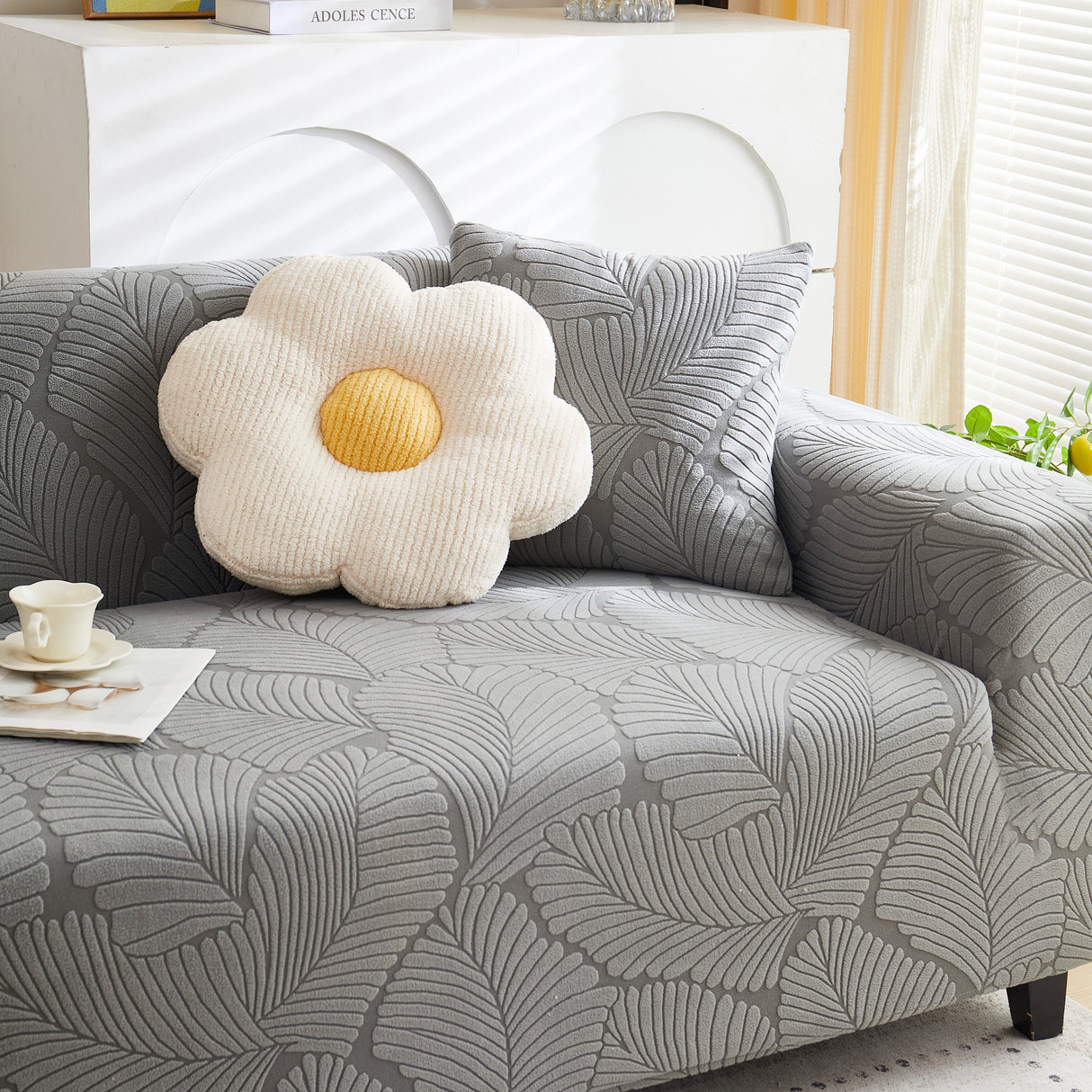 Jacquard Leaf Stretch Sofa Protector Cover Soft Washable Spandex Couch Slipcover