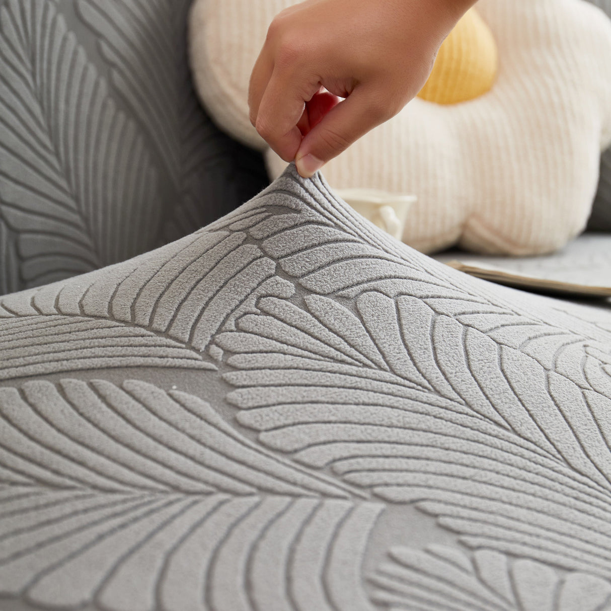 Jacquard Leaf Stretch Sofa Protector Cover Soft Washable Spandex Couch Slipcover